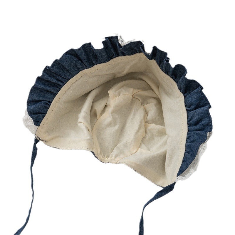 Sombrero de bebé primavera y otoño princesa sombrero de corte recién nacido encaje protector de oído sin hueso de invierno a prueba de viento