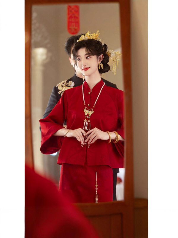 敬酒服套装2025新款小个子旗袍中式结婚订婚礼服女连衣裙影楼拍照|undefined