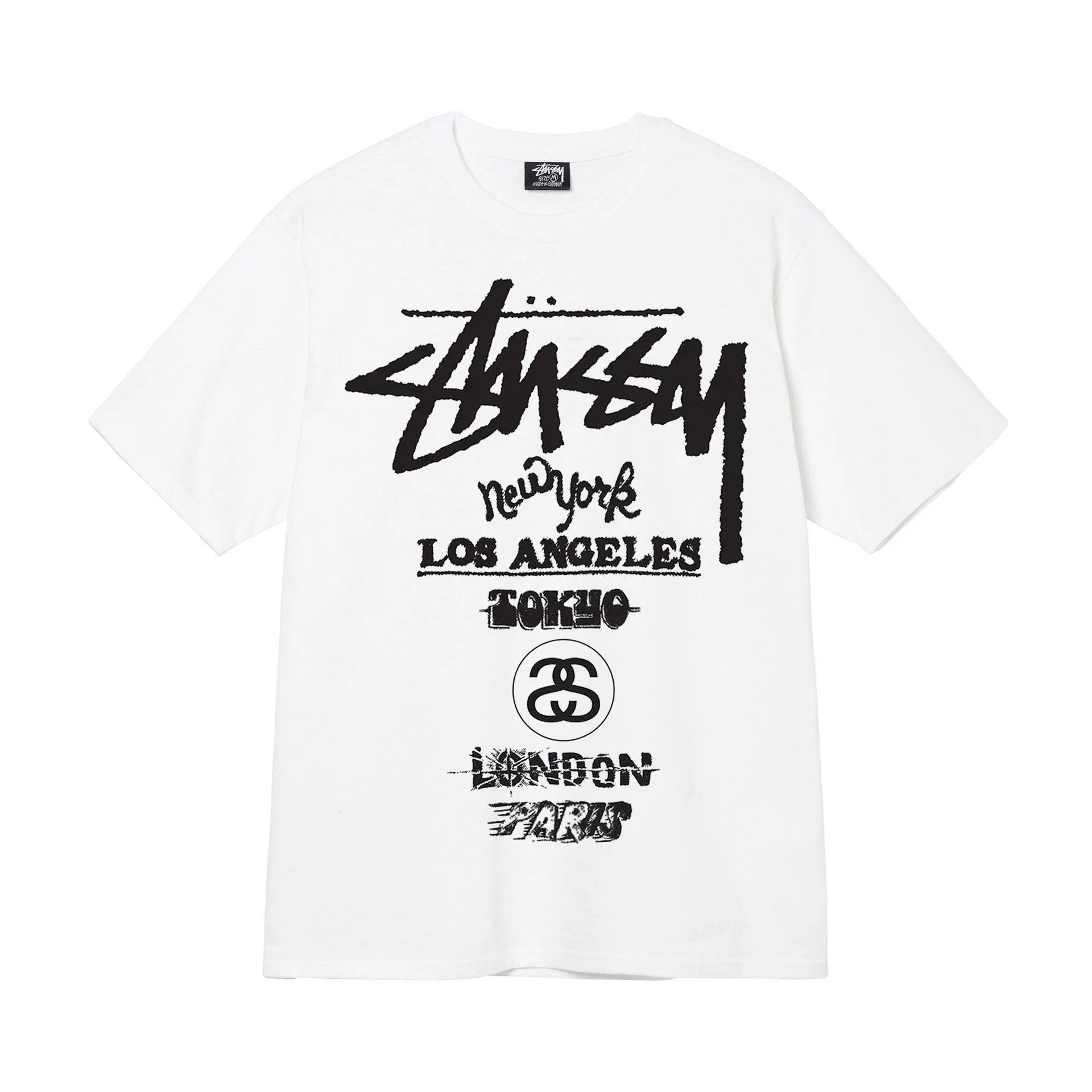 Футболка (Stussy) свободного кроя унисекс, короткий рукав, ткань 230 г, коллекция лета 2025