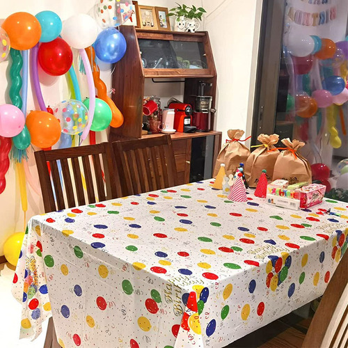 One-time colorful balloons plastic tablecloth 54x108 inches birthday Christmas party tablecloth rectangular tablecloth