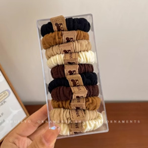 可爱笑脸发饰加宽加粗橡皮筋女韩系简约发绳咖色小熊头绳百搭头饰|undefined