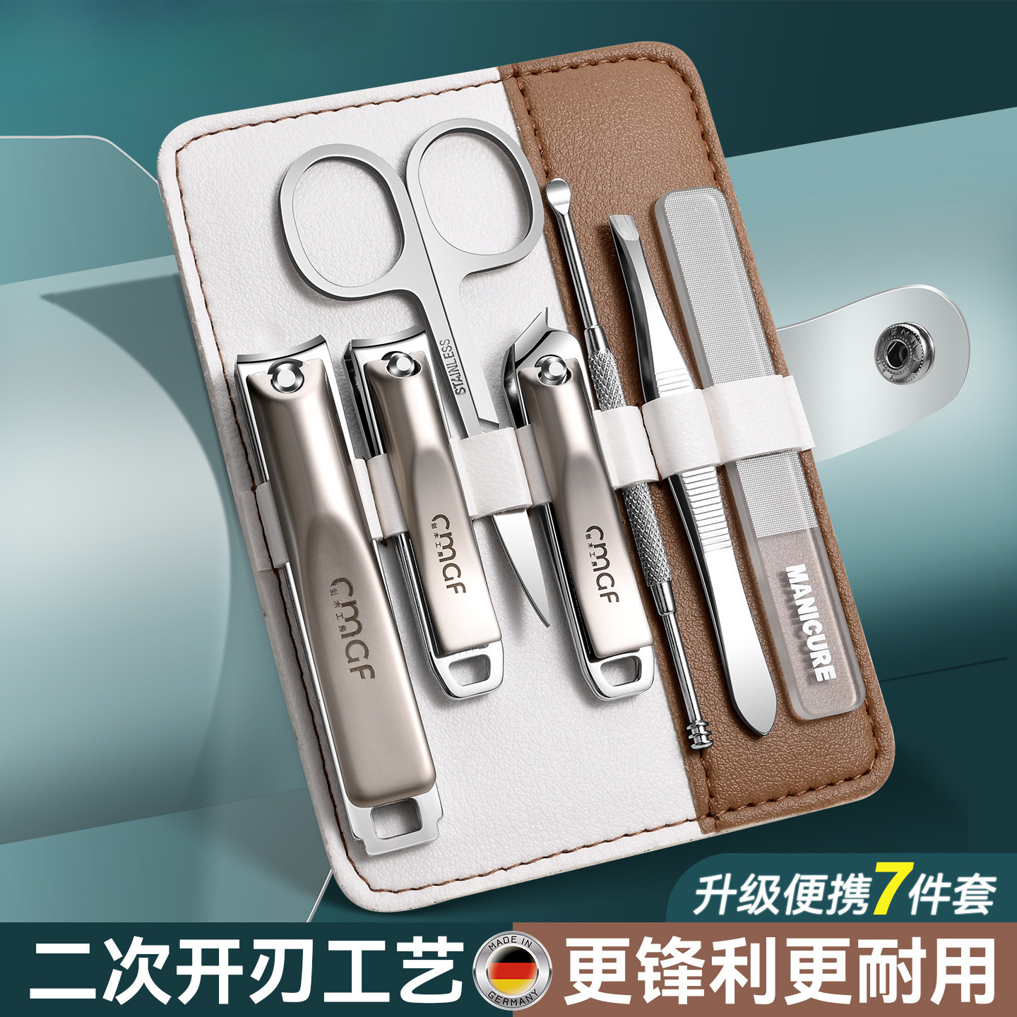 Nuevo tipo de manicure cucharas de orejas grandes cortadores de uñas conjunto cortador de uñas herramientas dobles de acero al carbono image 3