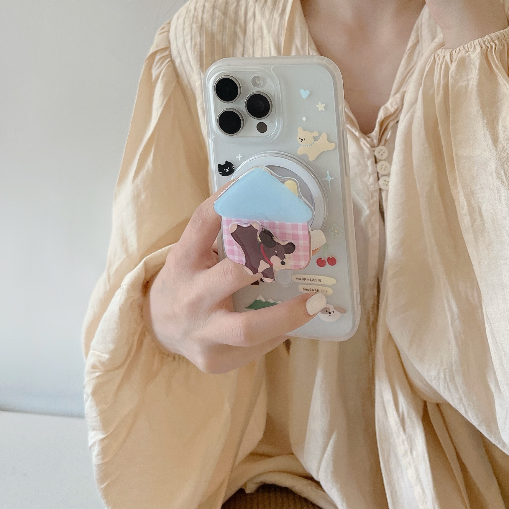 Cartoon House Dachshund Dog para iPhone16 funda para teléfono móvil 15ProMax nicho 14Pro atracción magnética 13 nuevo 16P