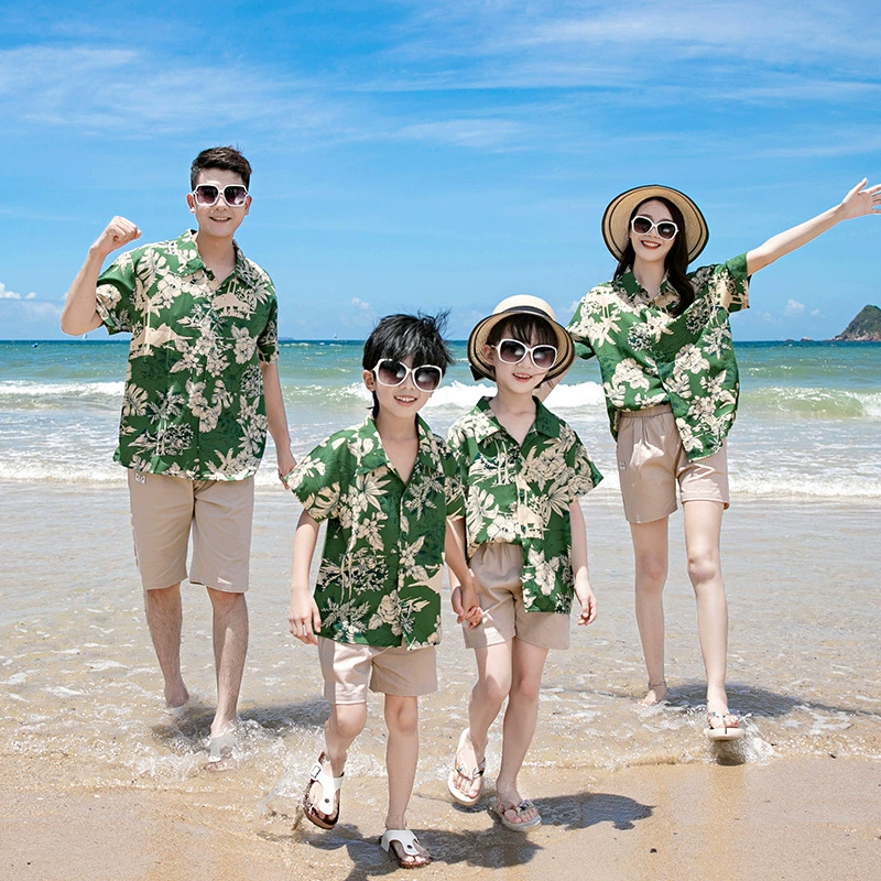 Summer beach summer clothing for traveling, trend shirt, shorts, set for beloved, family style