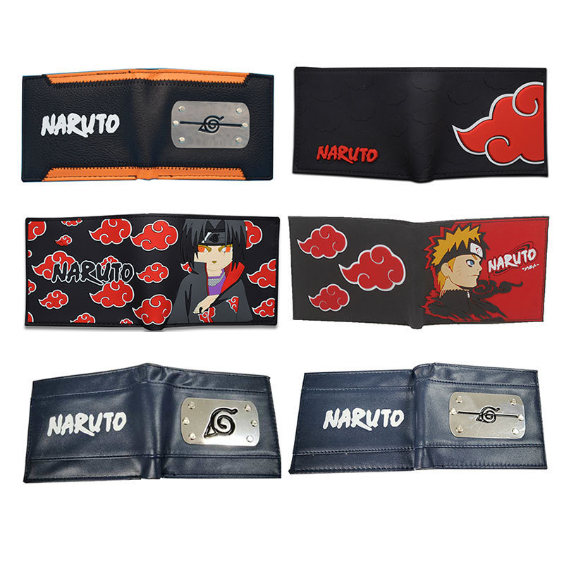 Naruto periferia billetera, Naruto Sasuke, cuatro generaciones de billetera roja, billetera corta, monedero de cambio de piel PU.