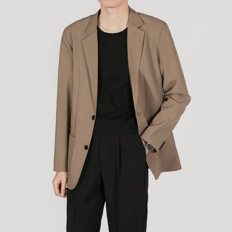 High-End Brown Suit Jacket for Men 2025 Early Spring & Fall New Korean Style Slim Casual Suit for Small People