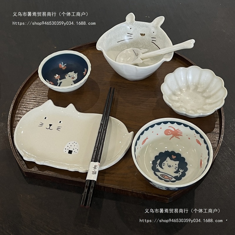 【精致好物】小猫系列可爱卡通一人食套装儿童小孩早餐碗盘|undefined