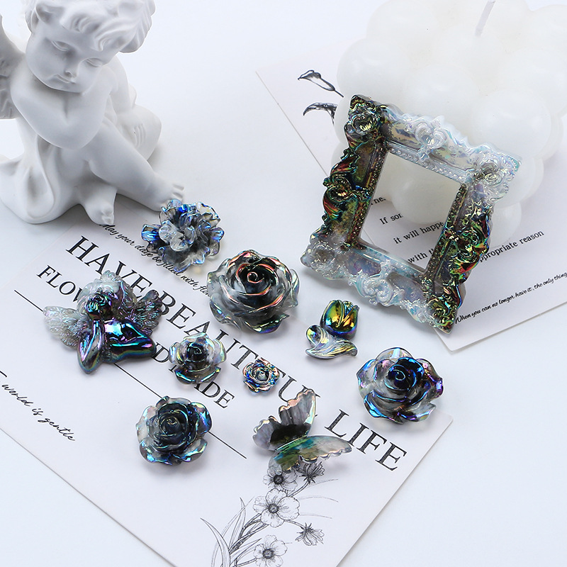 光沢黒バロック馬貝クラシックdiyクリームゴム携帯ケース髪飾りヘアアクセサリー樹脂部品卸売り