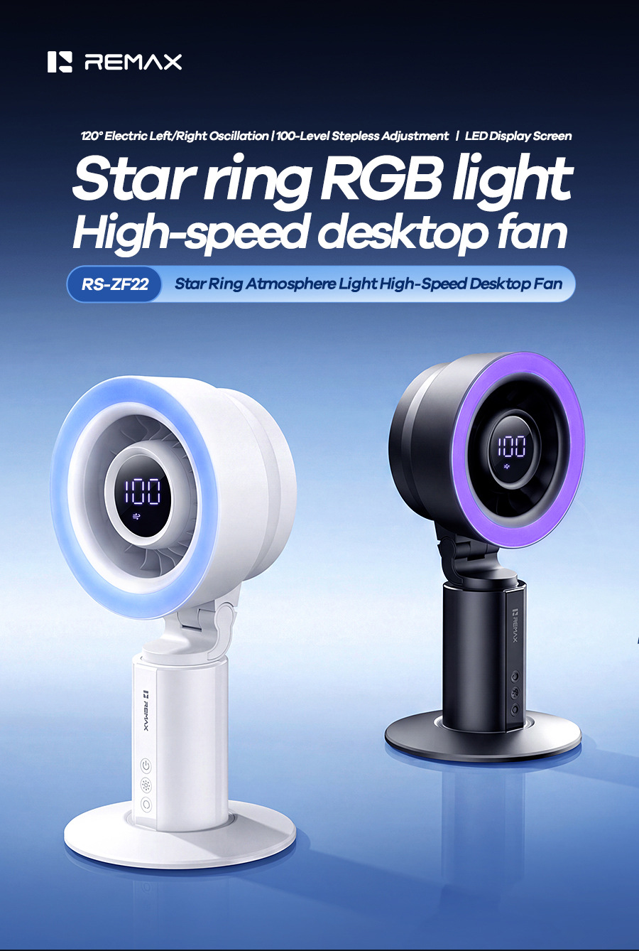 Remax Silent Desktop Fan With Usb Oscillating And Ambient Light_voghion.com