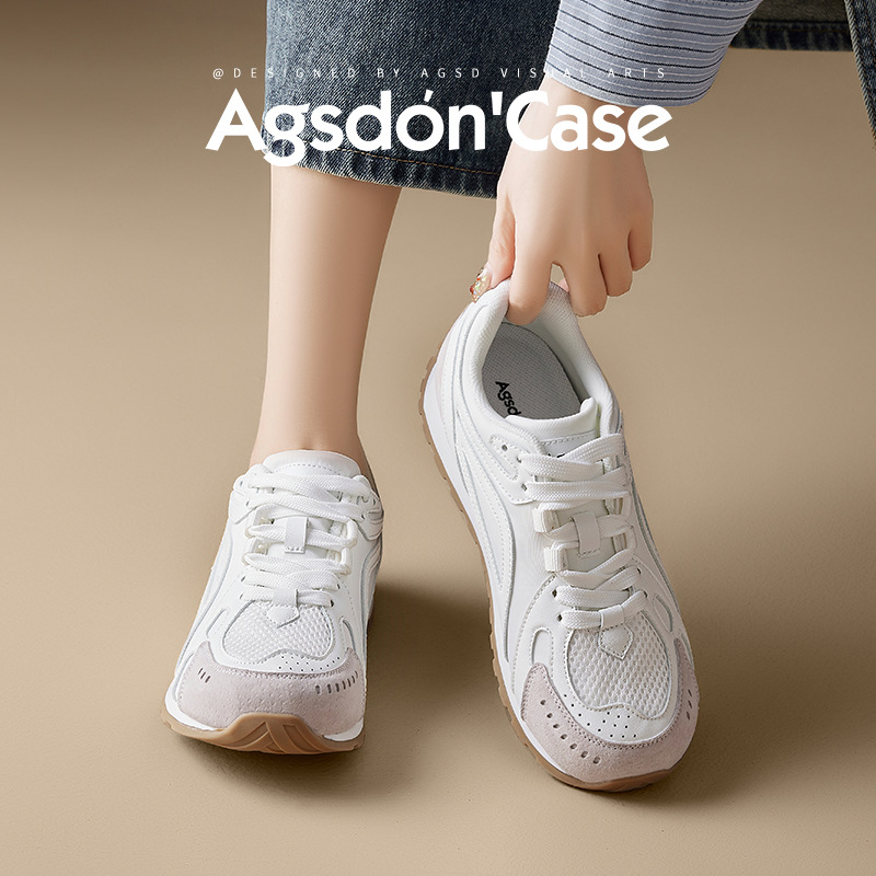 Augu Shi Deng zapatos blancos para mujeres 2025 primavera y verano nuevos zapatos deportivos casuales de malla suave Agan zapatos de entrenamiento de ballet