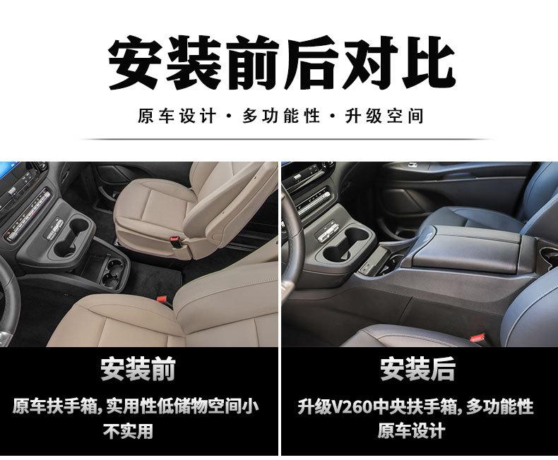 Suitable for 24-25 Mercedes-Benz New Vito Armrest Box Interior Central Channel Storage Box Vito Modified Armrest Box