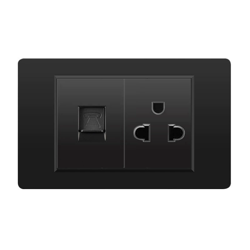 Черная настенная панельная розетка с 118 тип switch, тайваньская розетка с 20W type-C, шесть отверстий