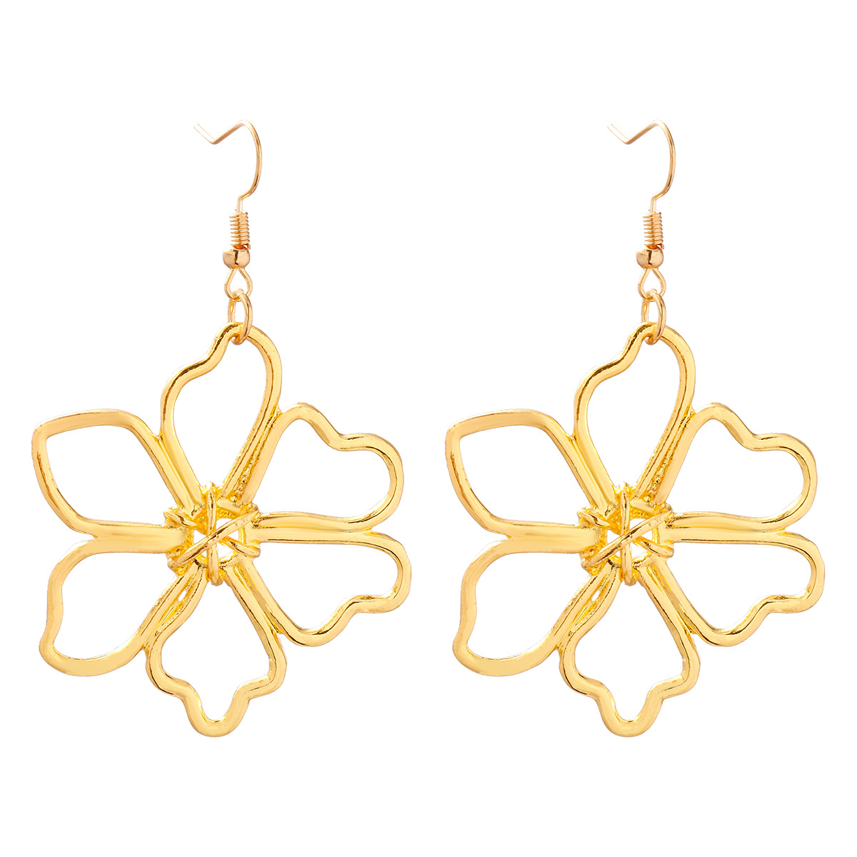 1 Pair Simple Style Flower Plating Alloy Ear Hook display picture 6