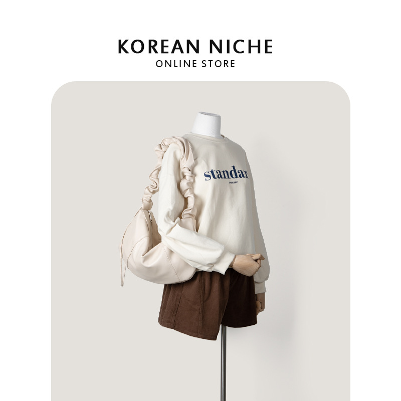 koreansk nichedesign til kvinder, plisseret blødt læder med snøre, luksuriøs følelse, håndtaske med stor kapacitet_voghion.com