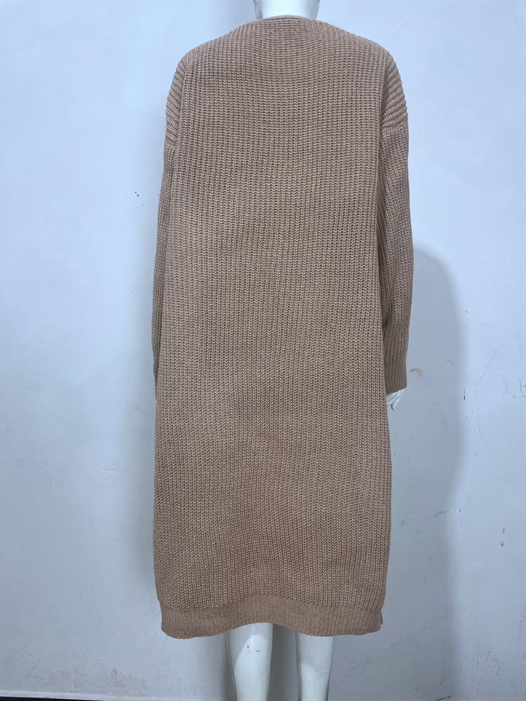 Lång kofta för dam med lång ärm för höst och vinter casual_voghion.com