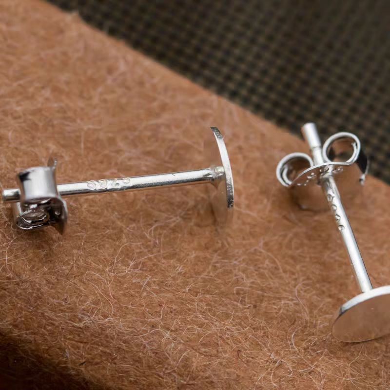 S925 Sterling Silver Earrings for Women, Simple Bean-Shaped Ear Accessories for Men, Ear Studs for Ear Piercing, Flat Head Ear Needle Jewelry