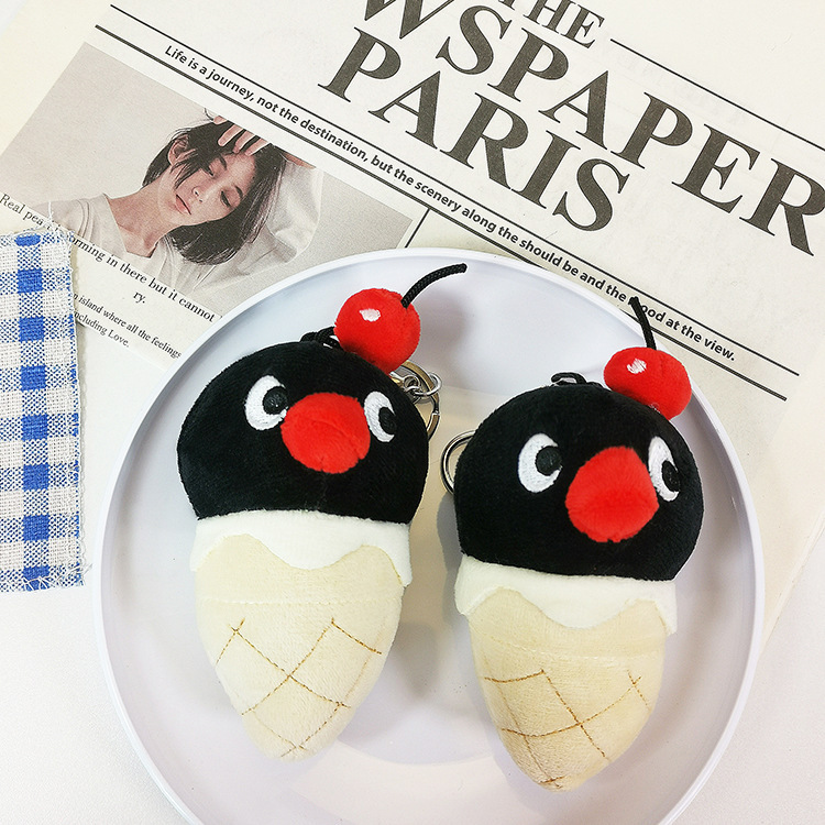 Pingu Penguin Plush Pendant Cone Ice Cream Ins Style Creative Doll Toy Bag Keychain Pendant