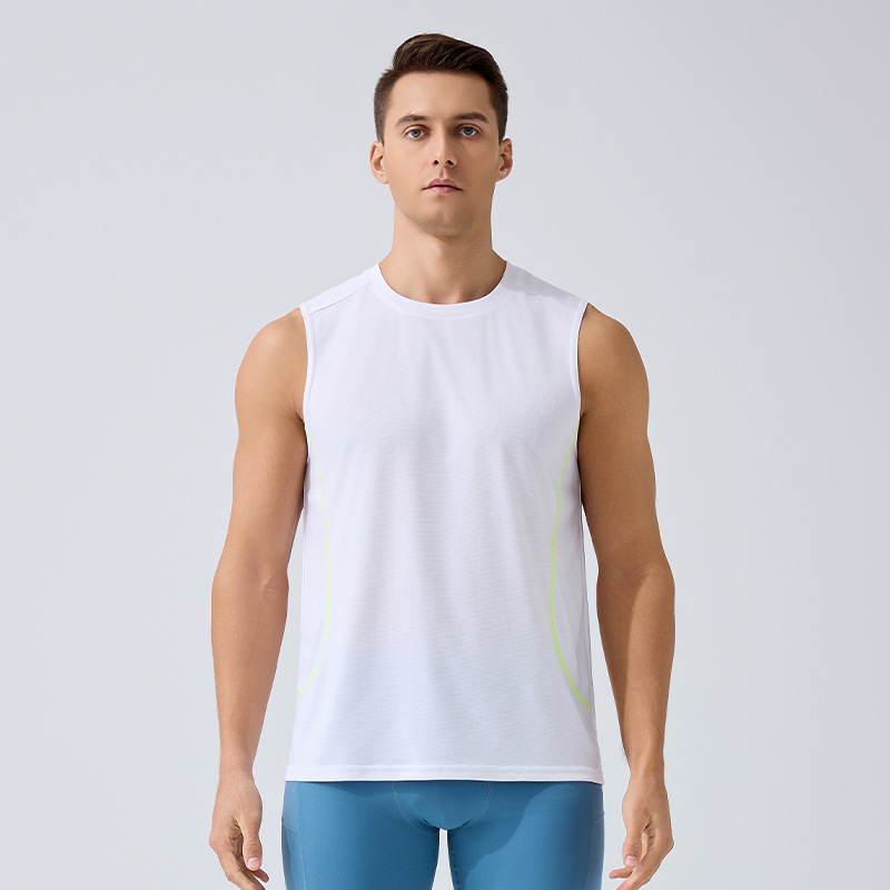 Chalecos deportivos transfronterizos chalecos europeos y estadounidenses delgados chalecos de secado rápido en verano, hombres corriendo Fitness camiseta sin mangas transpirable Top image 7