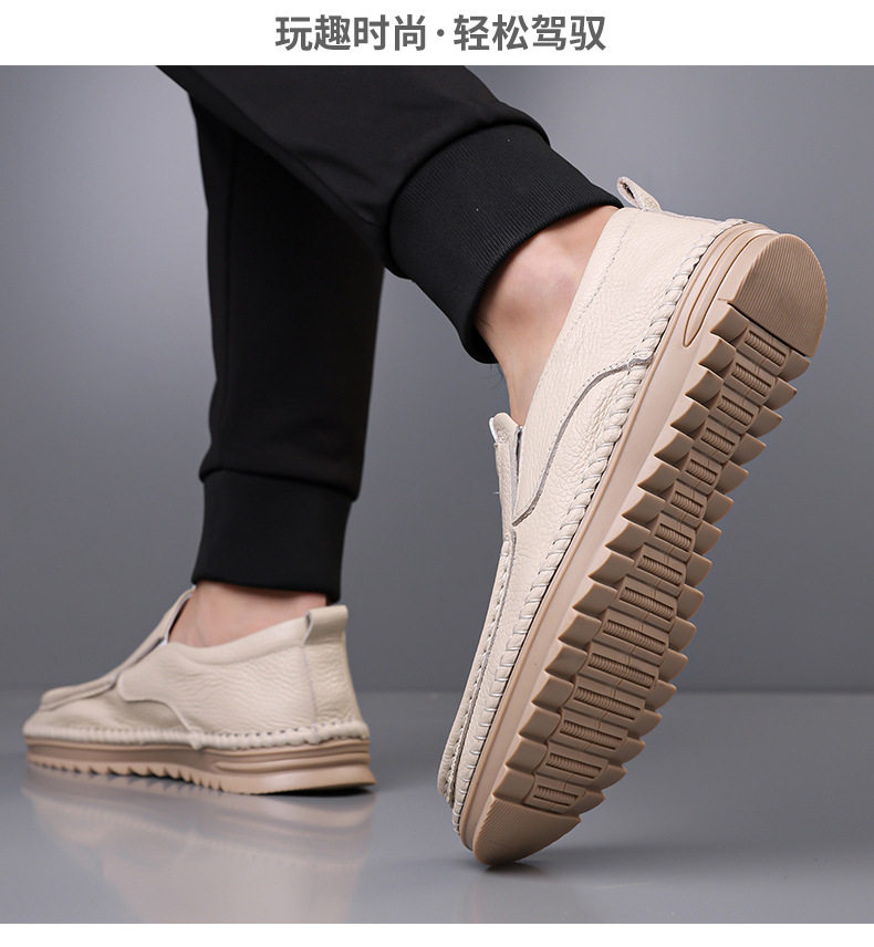 Giày lười nam da bò thật mũi tròn thủ công gót thấp 1–3 cm — z 525m trắng, z525 nâu, z525 đen chi tiết 16