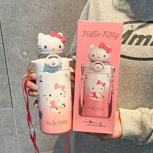 Первая бесплатная доставка] Поданная термочашка Sanrio 316 с высоким содержанием детского стакана с водой соломка портативная чашка