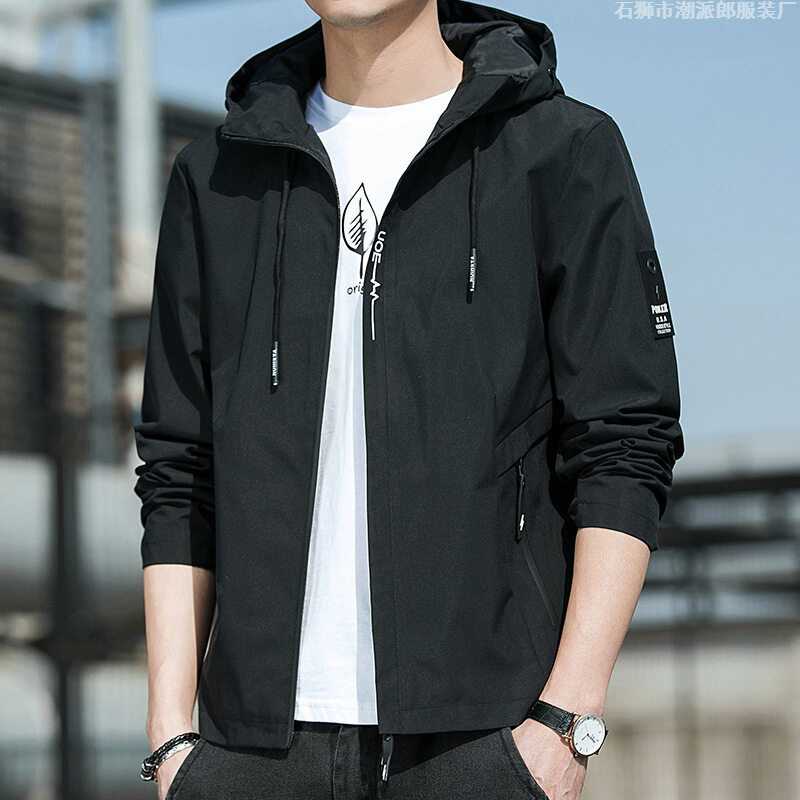 2025 Spring and Autum New Hooded Trendyy Korean Style Men's Jackets Handsome Slim Sports Casual Tops and Jackets