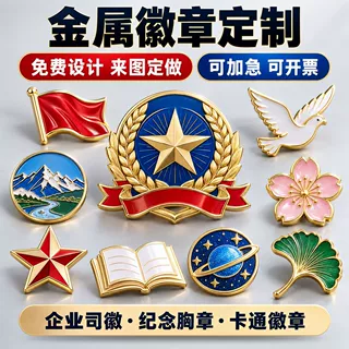 金属徽章定制校徽班徽定做爱国LOGO纪念章勋章胸针徽章批发定制