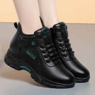 Fleece-lined casual shoes women's New 2023 autumn and winter women's shoes leather surface sneaker middle-aged and elderly walking shoes mother's shoes cotton-padded shoes