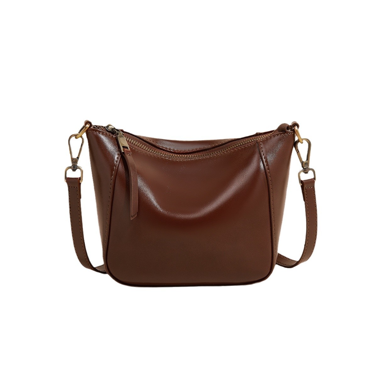 가죽 어깨 가방 여성의 2024 새로운 가을과 겨울 기름 왁스 가죽 여성 가방 여성을위한 간단한 캐주얼 휴대용 크로스 바디 백