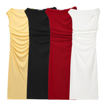 外贸跨境2025新款夏季欧美风不对称迷笛无袖连衣裙2477262