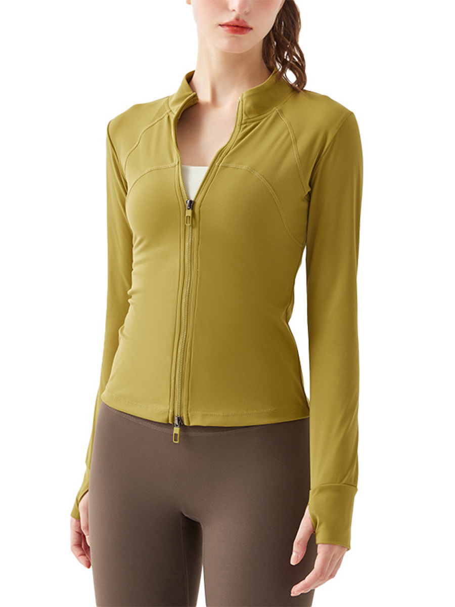 Nueva chaqueta deportiva transfronteriza Ropa de entrenamiento de manga larga para mujer, primavera y otoño, cardigan de yoga superior para correr ropa de yoga blusa