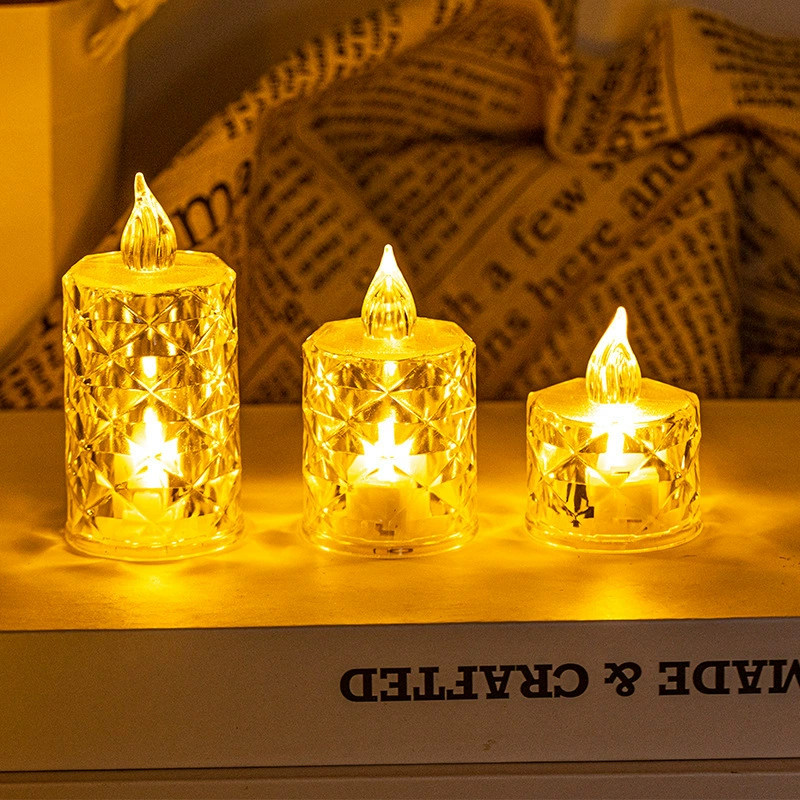 Прозрачный кристалл ромбовидная свеча светодиодная электронная свеча маленький чай воск бар декоративная лампа день рождения подарочный светильник