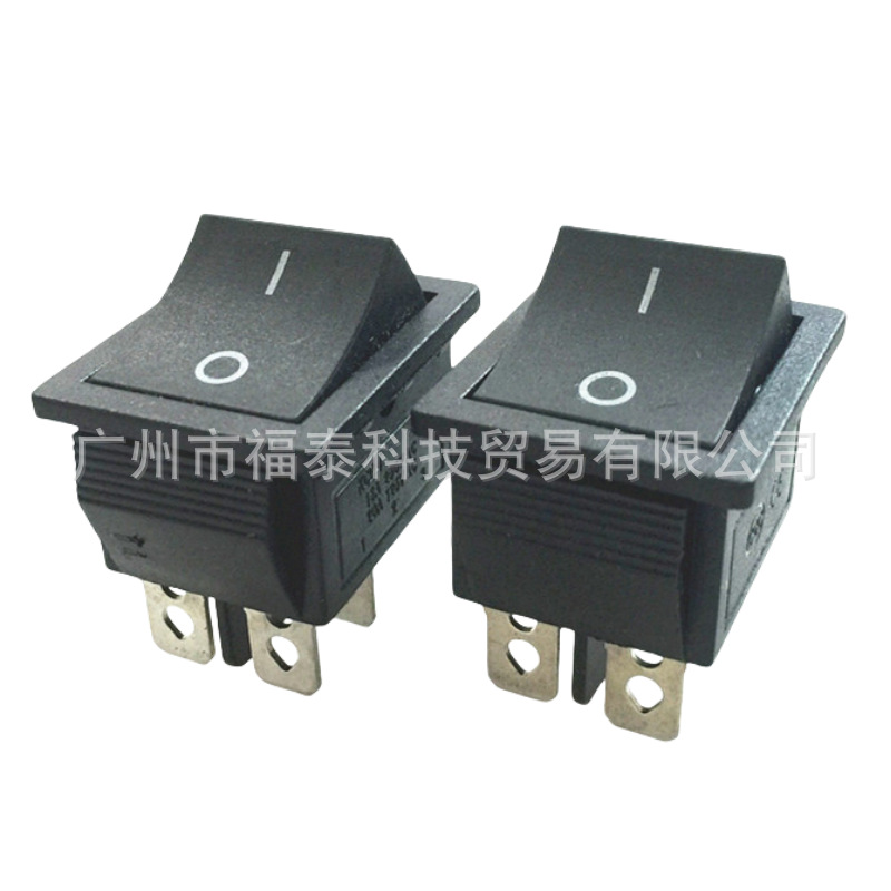 供应KCD4黑色四脚船型开关 四脚黑色跷板开关 铜触点四脚船形开关