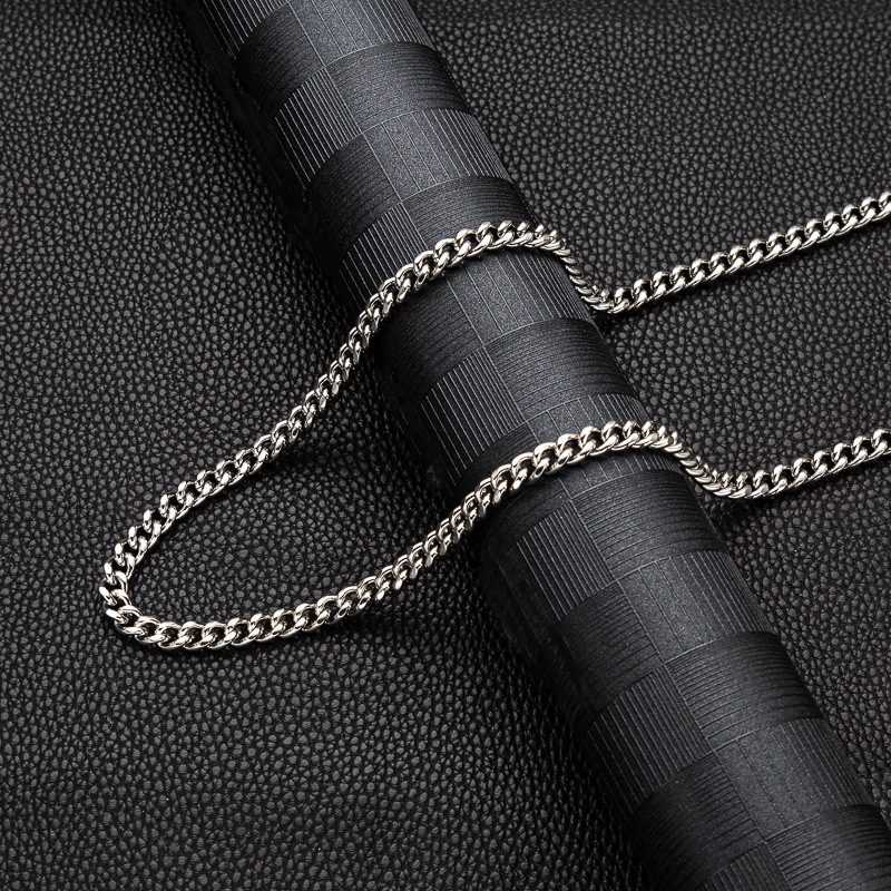 Stainless Steel Cuban Chain Necklace Six-sided Polished Link_voghion.com