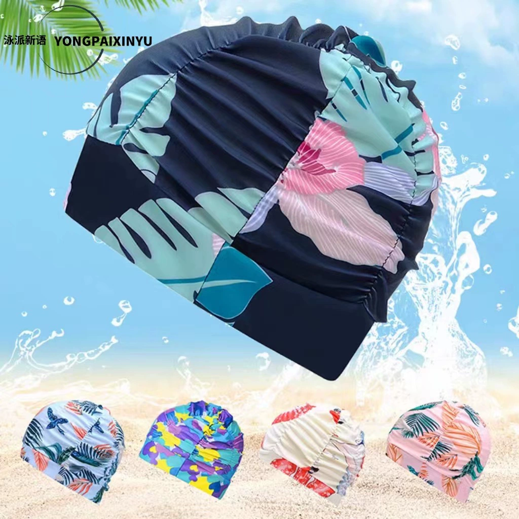Шапочка для плавания Женская длинная корейская мода удобная ткань шапка для плавания Взрослые большие длинные волосы шапка для плавания шапка для плавания