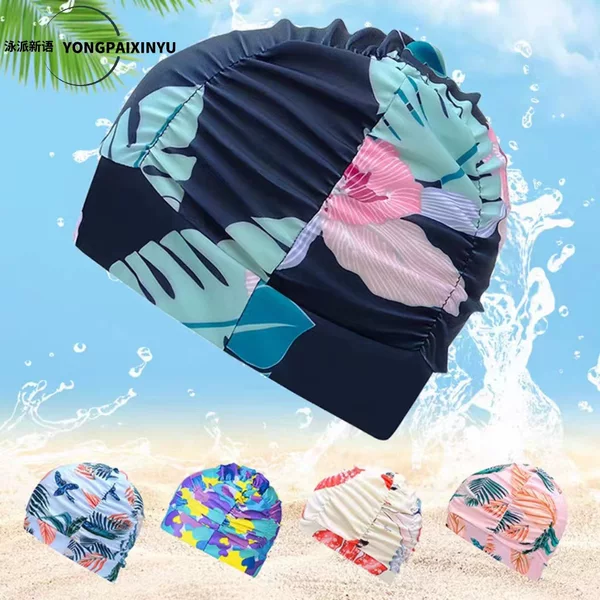 Swimming Cap Women's Long Hair South Korea Fashionable Comfortable Cloth Swimming Cap Adult's Large Long Hair Ear Protecting Swimming Cap Swimming Equipment