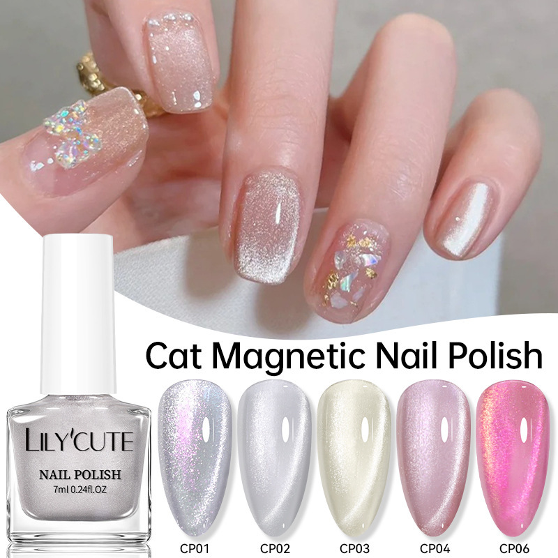 Lilycute New Quick-Drying Cat Eye Nail Polish with Crushed Diamond Glitter, No-Bake Natural Drying Nail Polish Lilycute New Quick-Drying Cat Eye Nail Polish with Crushed Diamond Glitter, No-Bake Natural Drying Nail Polish
