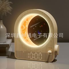 新製品 AJ350 木目調タッチナイトライト時計 2 目覚まし時計自然音月流星ウェイクアップライト目の保護ベッドサイドランプ