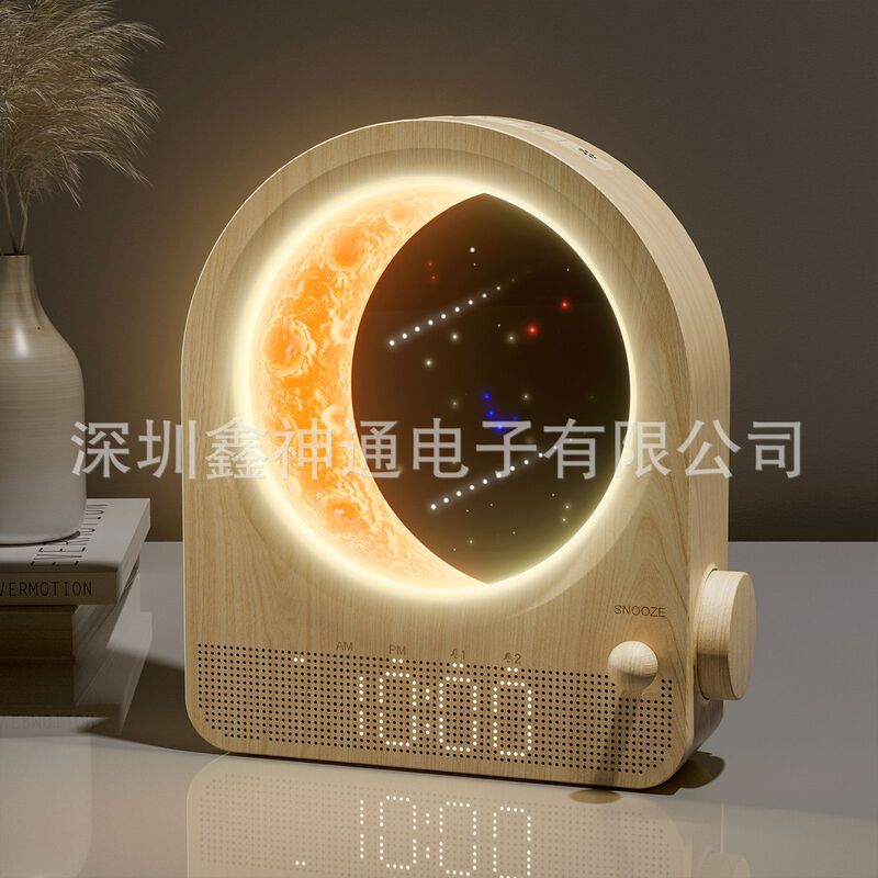新製品 AJ350 木目調タッチナイトライト時計 2 目覚まし時計自然音月流星ウェイクアップライト目の保護ベッドサイドランプ|undefined
