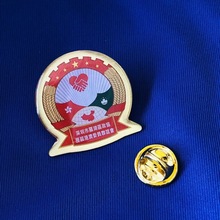 厂家订制大学生毕业团徽 纯铜平板印刷滴油胸针 大型会议纪念章