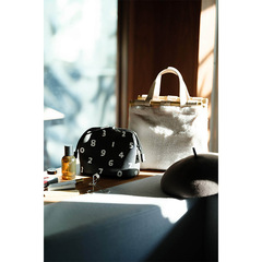 Daily SOU cosmetic bag PU leather eco-friendly printing ins style black digital pattern cross pattern storage cosmetic bag