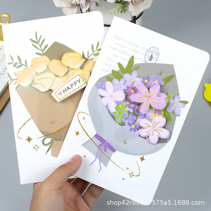 Chenyang culture greeting card blooming period ins two-fold card paper carving three-dimensional accessories bouquet blessing card gratitude card
