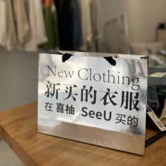 衣料品店のポータブル紙袋カスタム女性のシルバーミラーショッピングバッグインターネット有名人のギフトバッグプリントロゴ