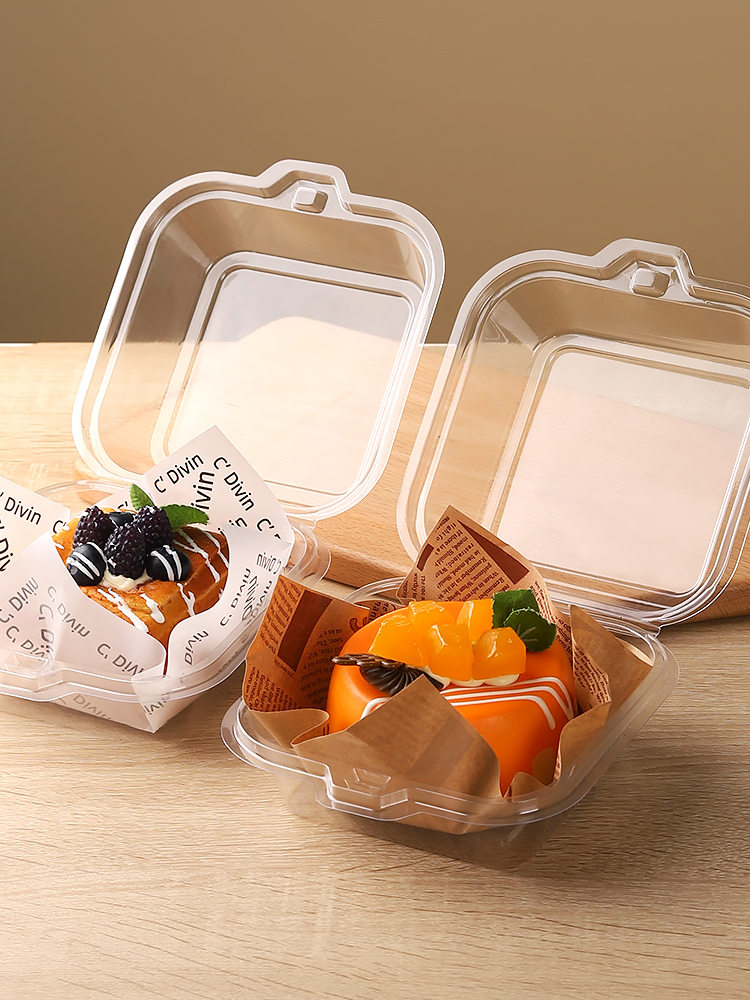 Caja de bento, caja de embalaje de pastel de mousse, caja de embalaje de hamburguesas transparente desechable