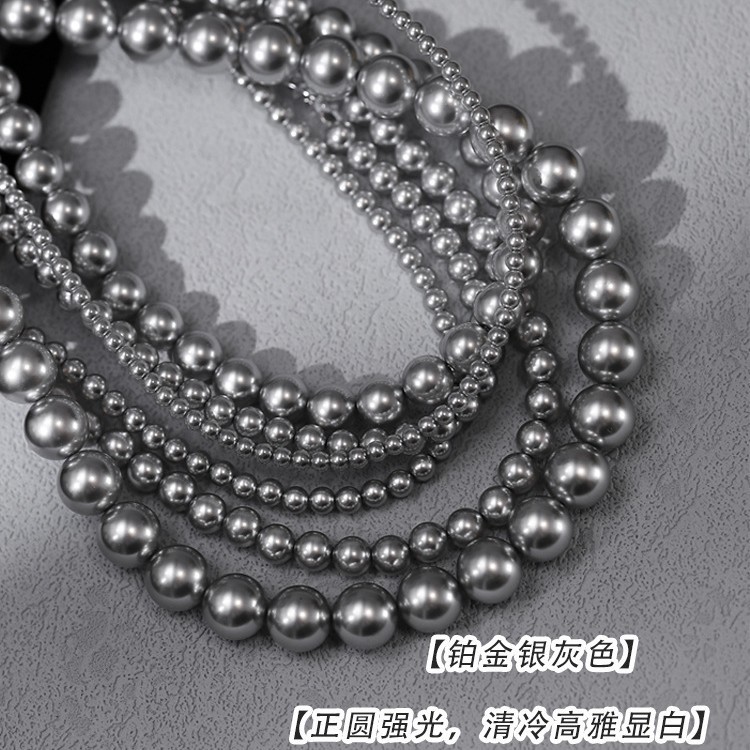 Necklace from pearl, platinum sweater, chain for key bag , silver 925 sample, light luxury style, high-quality style