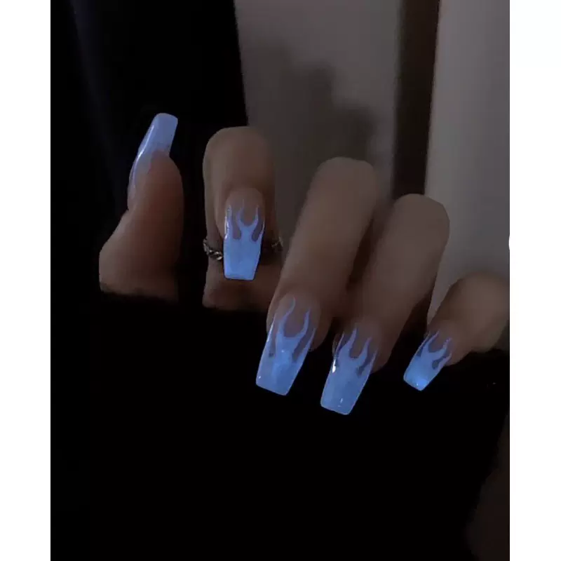纯手工光疗穿戴甲片苍兰诀业火同款爆款夜光火焰美甲穿戴甲批发成