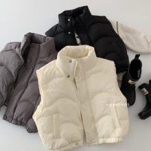 麦宝儿童棉马甲2025冬季新款潮男女童纯色手塞棉背心宝宝冬装坎肩