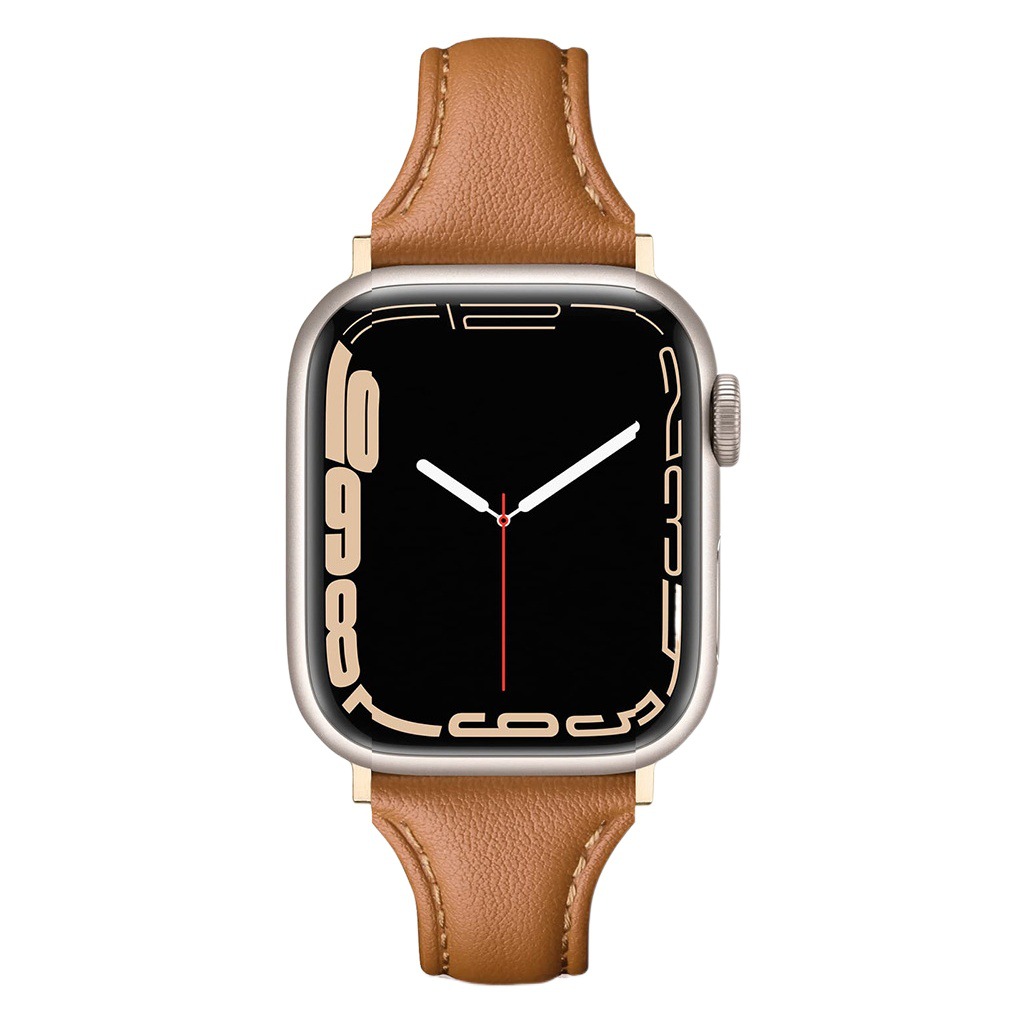 Adecuado para Apple Watch Apple correa de cuero iwatch Apple pequeña cintura gota de agua hebilla correa de cuero real