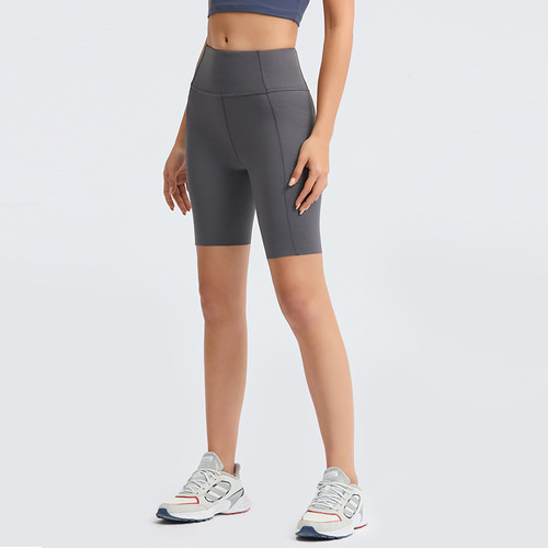 Merillat Merillat  Brushed Nude Four-quarter Yoga Pants Running Sports Side Pocket Shorts