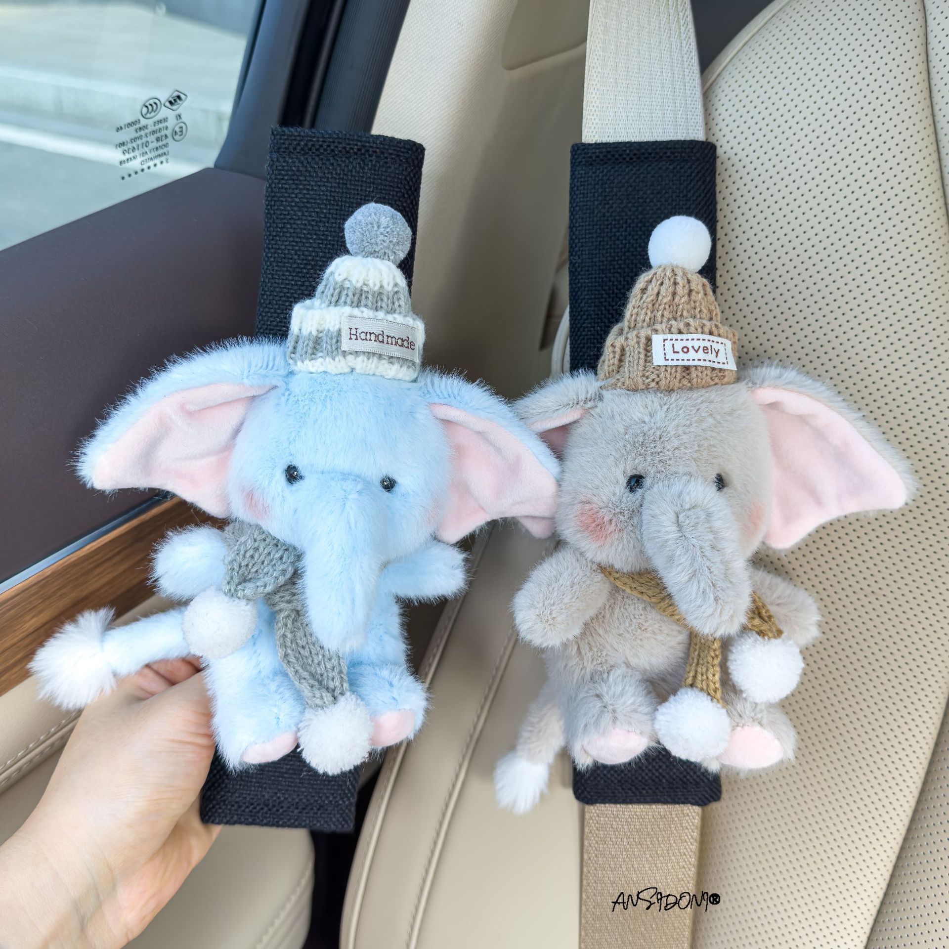 Cute Little Elephant Car Seat Belt Shoulder Pad Anti-Wear Clothing Protection Cover for Girls Car Interior Decoration Accessory