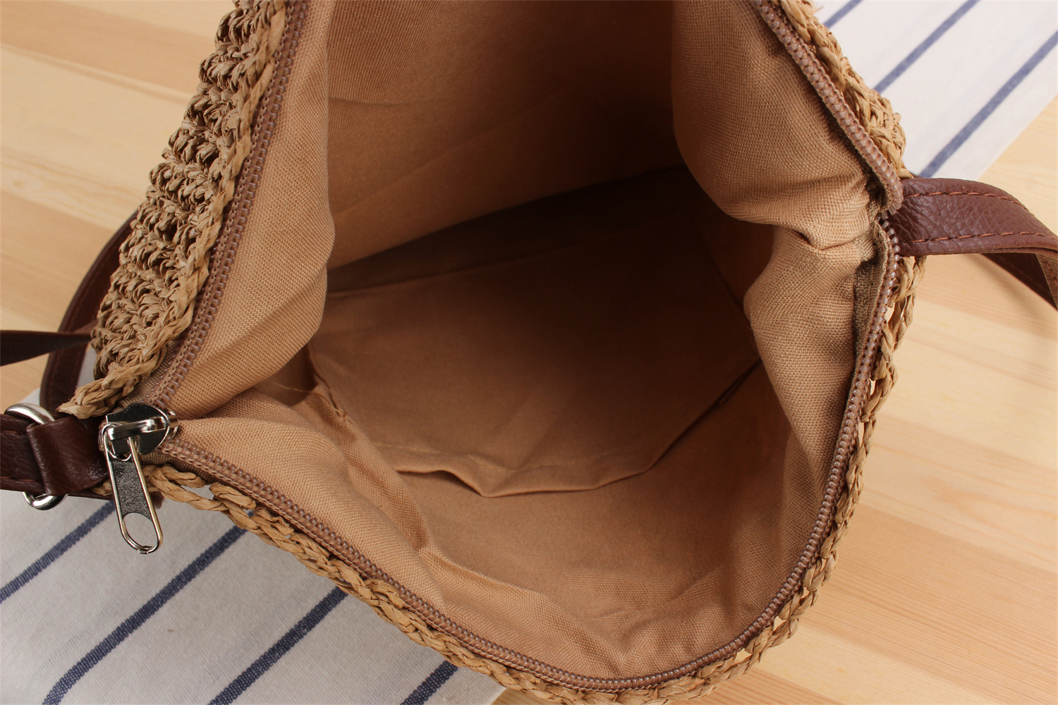 Square Shape Small Size Women's Small Spring&summer Straw Solid Color Vacation Square Zipper Straw Bag